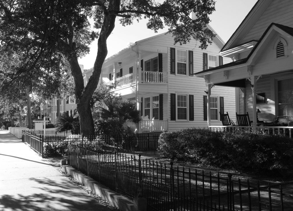A Southport, North Carolina Neighborhood in black white