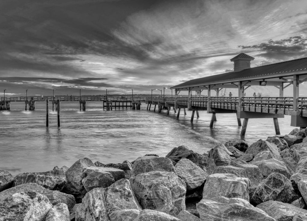 St Simon Island Georgia in black white