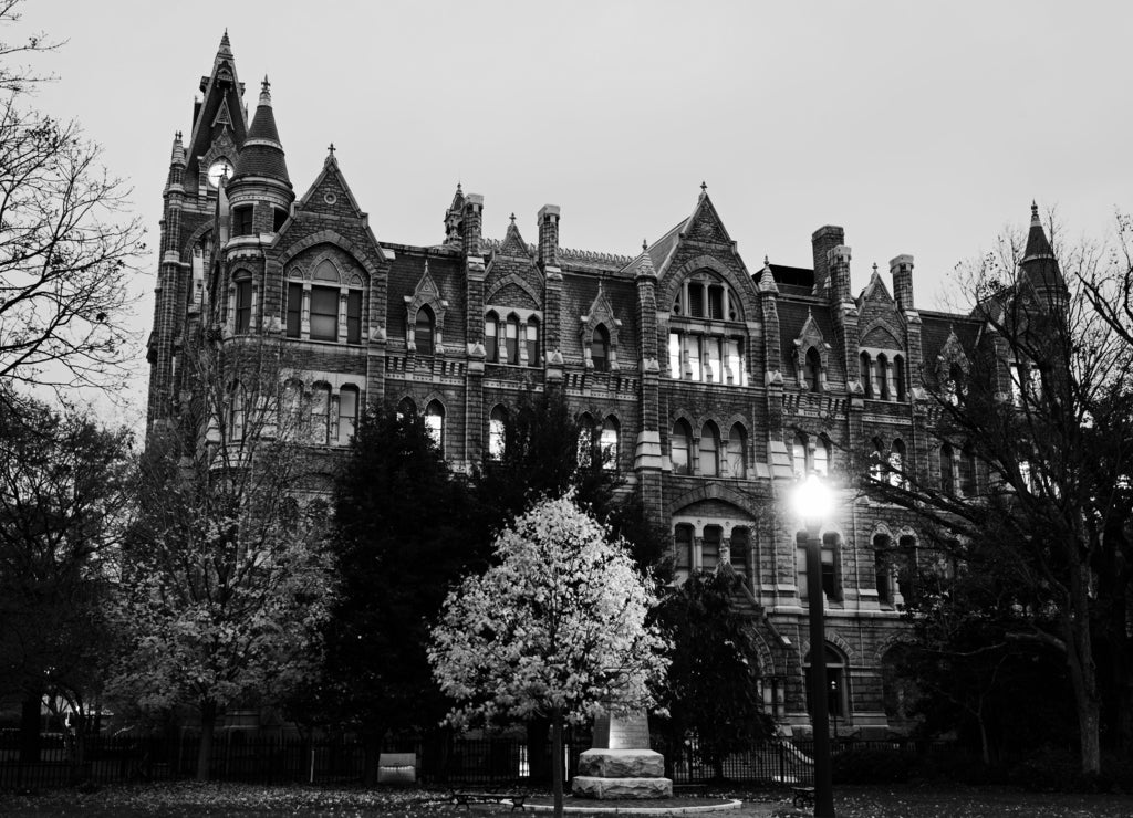 Old City Hall in downtonw of Richmond, Virginia in black white