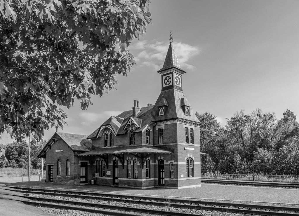 Point of Rocks Historic Train Station Maryland in black white