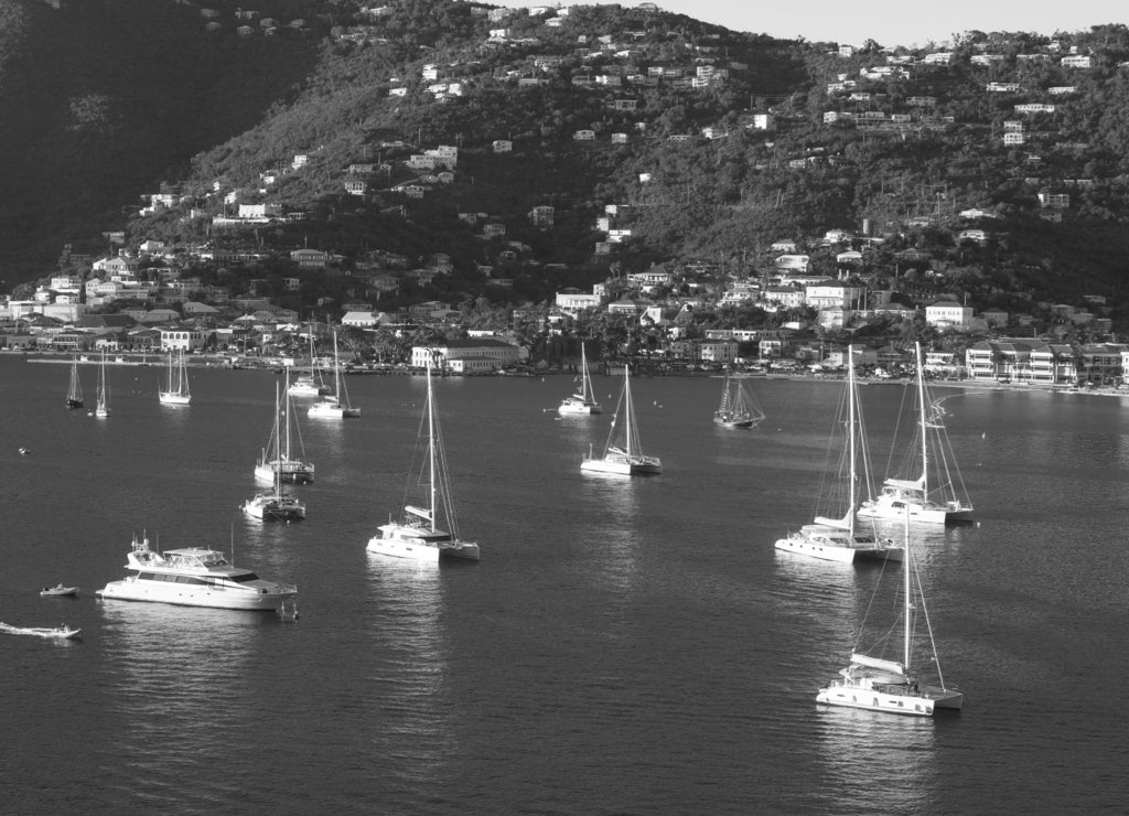 US Virgin Islands are true paradise in the Caribbean, Paradise-like US Virgin Islands in the Caribbean in black white