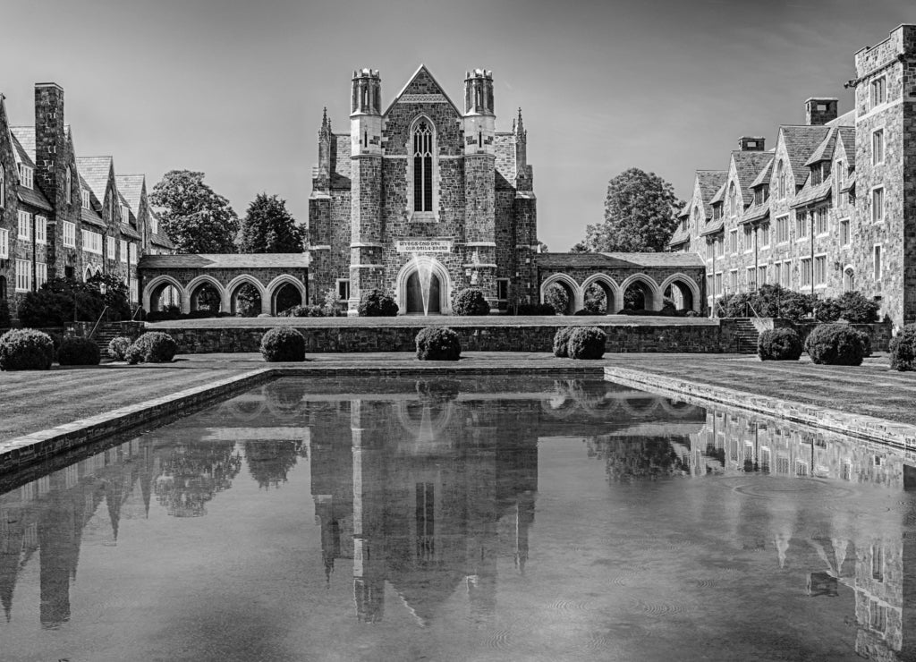 Ford Dining Hall at Berry College in Rome, Georgia in black white