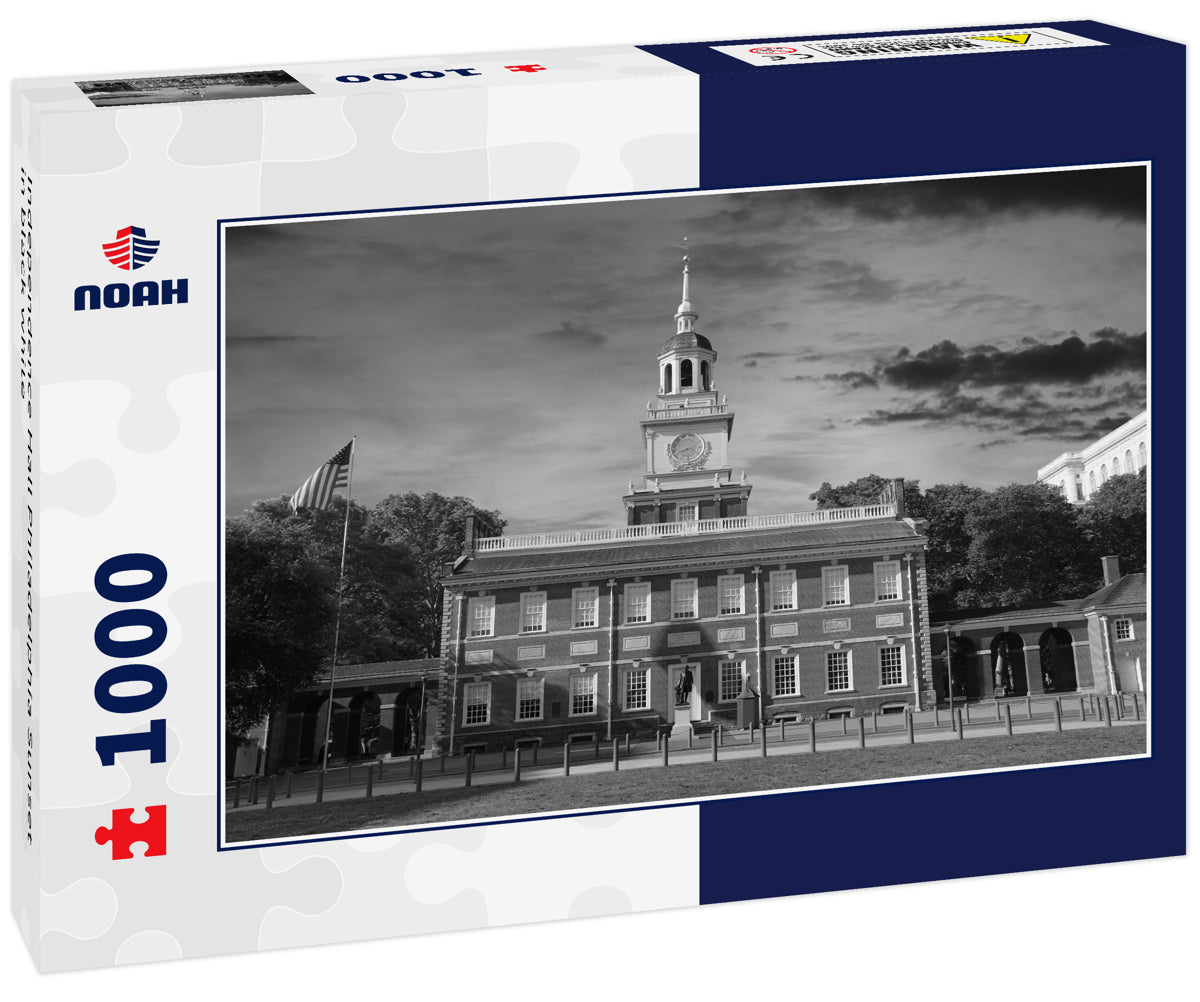 Independence Hall Philadelphia Sunset in black white
