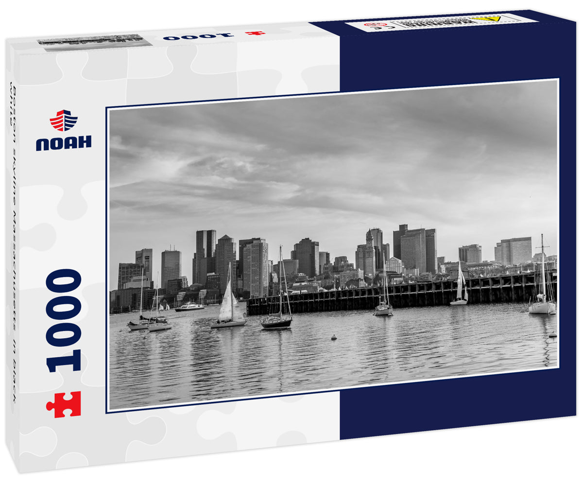 Boston skyline Massachusetts in black white