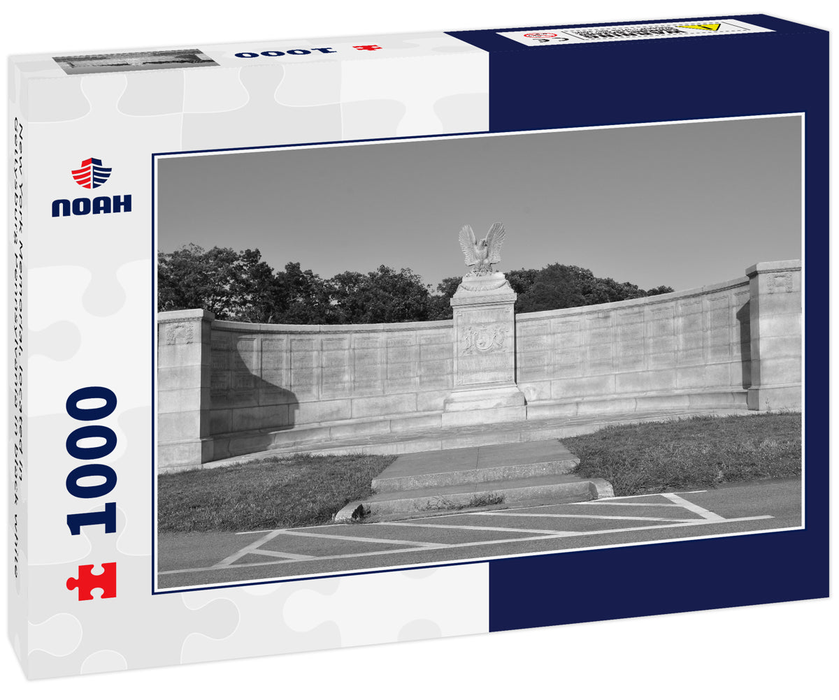 New York Memorial, located in Gettysburg Pennsylvania in black white