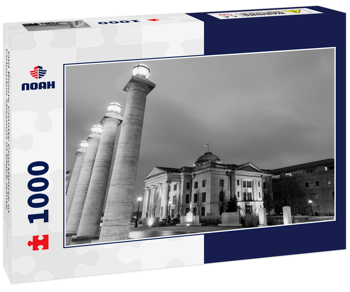 Old Boone County Courthouse in Columbia Missouri in black white