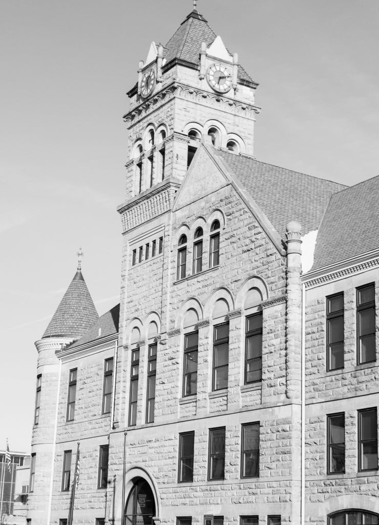 Davenport City Hall, Iowa USA in black white