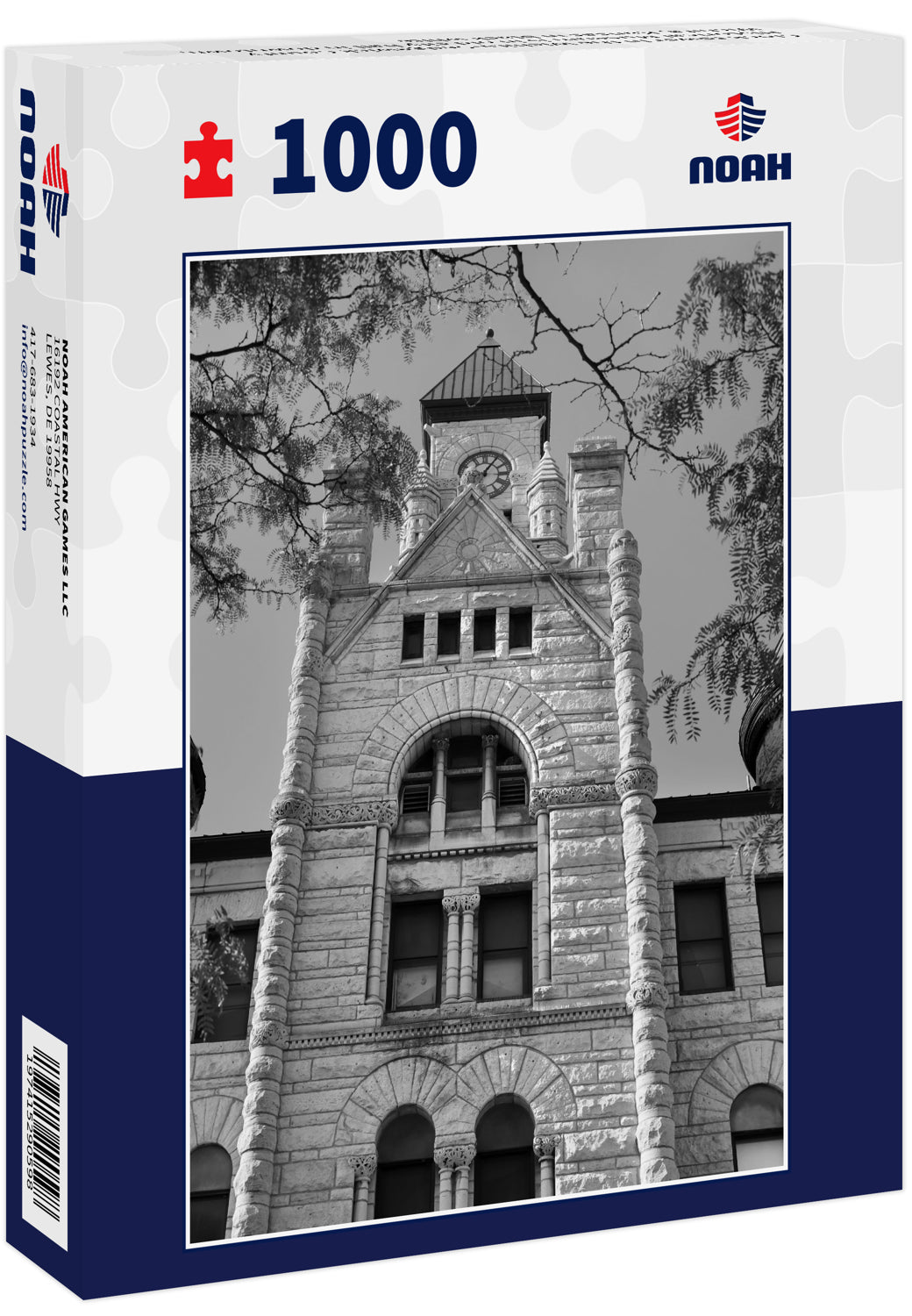 Clock tower in the Wichita-Sedgewick County Historical Museum is in old city hall in downtown, Wichita, Kansas in black white