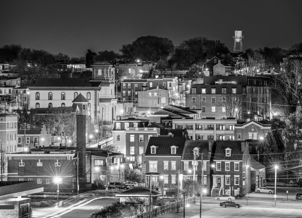 Richmond, Virginia, USA Neighborhoods in black white