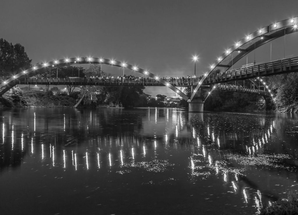 The Tridge in Midland Michigan in black white