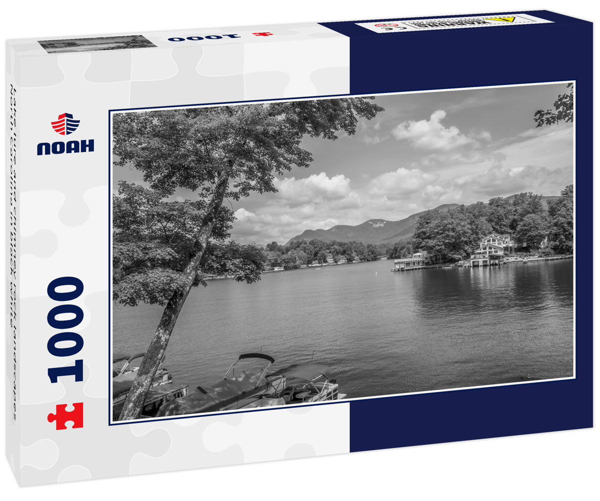 Lake lure and chimney rock landscapes North Carolina in black white