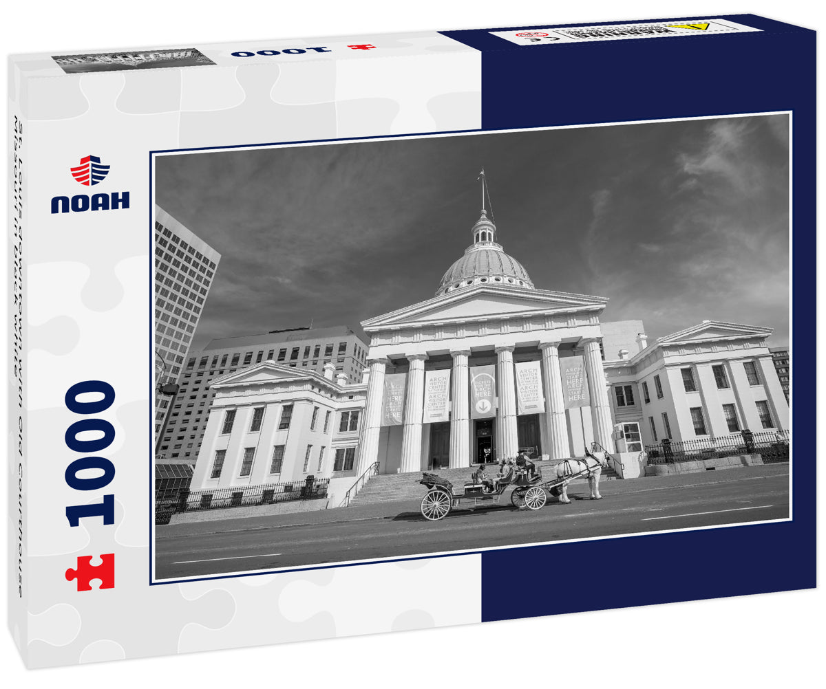 St. Louis downtown with Old Courthouse Missouri in black white