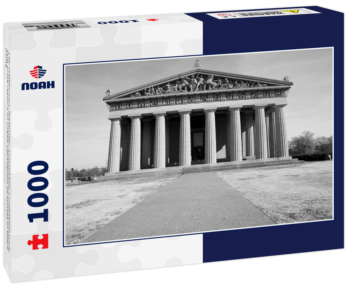 The Parthenon, Nashville, Tennessee, Centennial park, Full scale replica of Greek Parthenon at sunset in black white