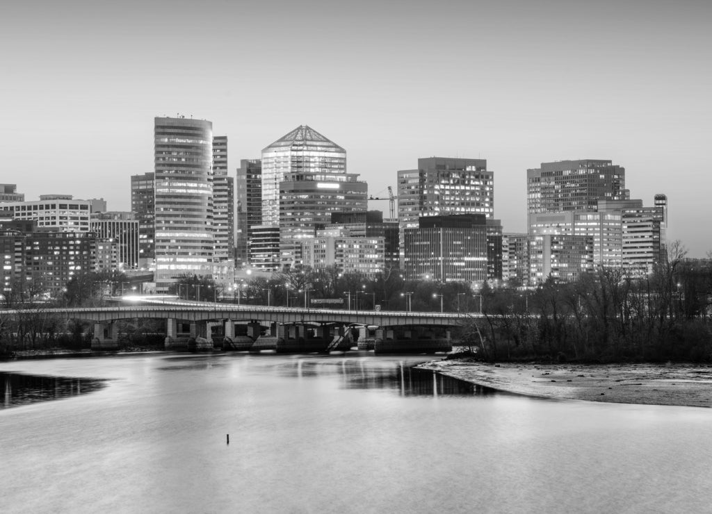 Rosslyn Skyline Virginia in black white