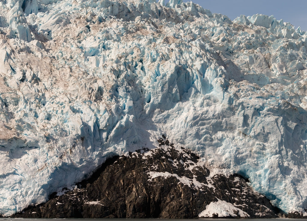 Aialik Glacier in the Kenai Peninsula Borough of Alaska, Calving ice at glacier