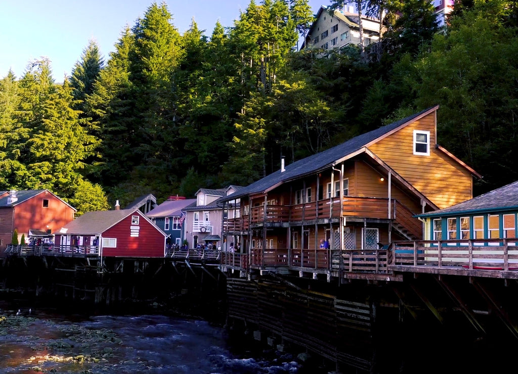 Ketchikan, Alaska /US - Creek Street is tourist economic center of the city whose main economy is based on cruise ship tourism and fishing