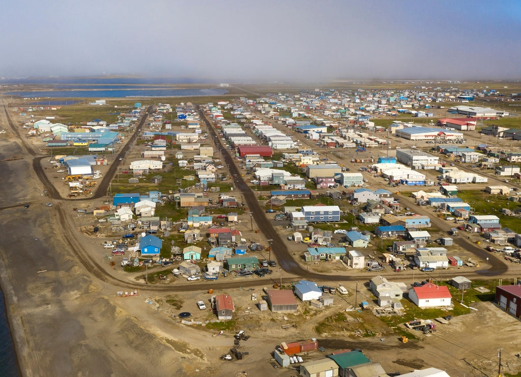 Aerial View Top of the World Whale Bone Arch Barrow Utqiagvik Alaska