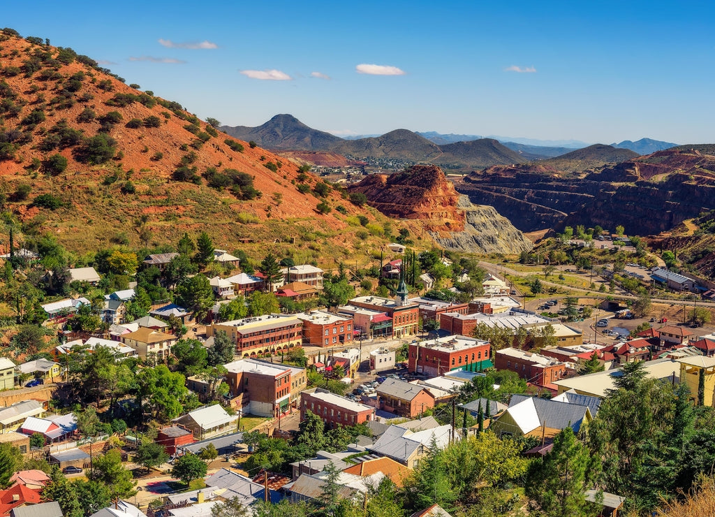 Former mining town of Bisbee and Mule Mountains in Arizona