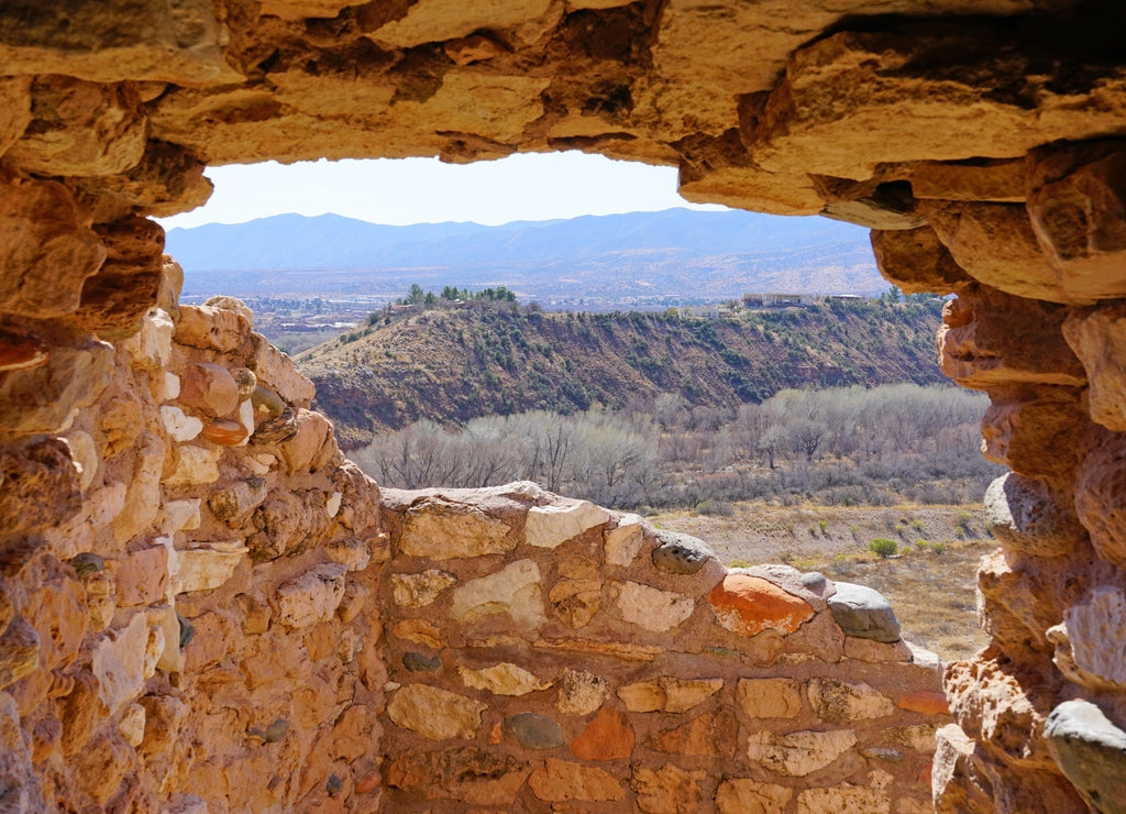 View of the Tuzigoot National Monument, a pueblo ruin on the National Register of Historic Places in Yavapai County, Arizona