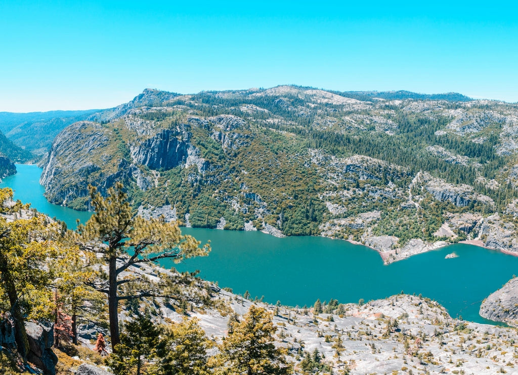 Panoramic of Donnell Lake in Stanislaus National Forest in california