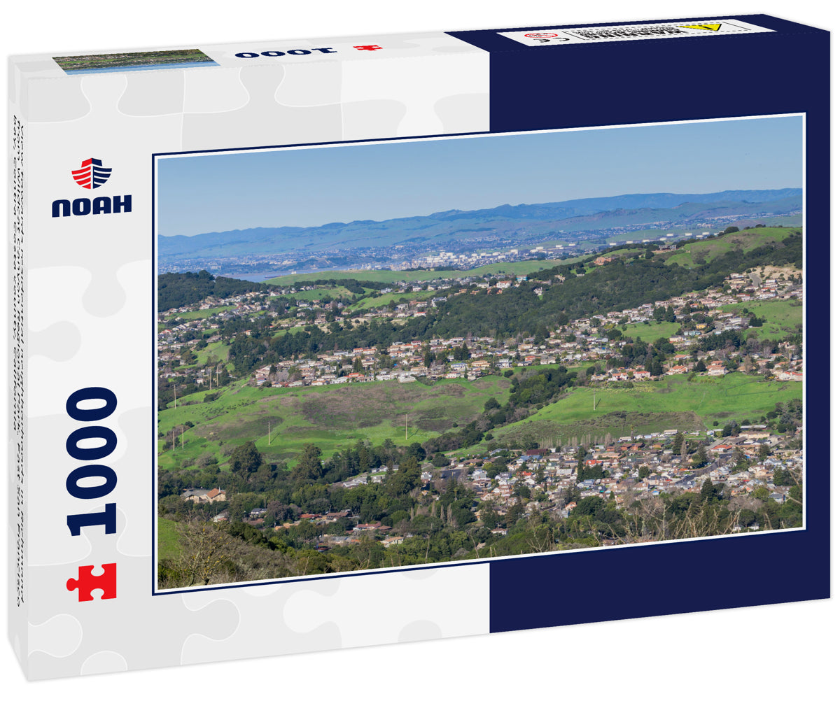 View towards residential neighborhoods in Richmond from Wildcat Canyon Regional Park, East San Francisco bay, Contra Costa county, California