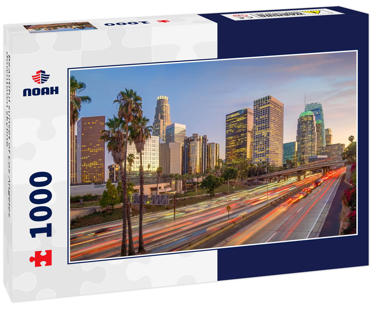 Beautiful sunset of Los Angeles downtown skyline