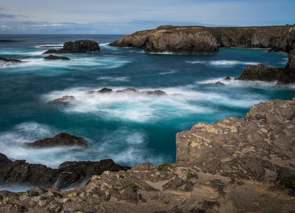 Long exposure of the ocean in Mendocino, Headlands state park, USA