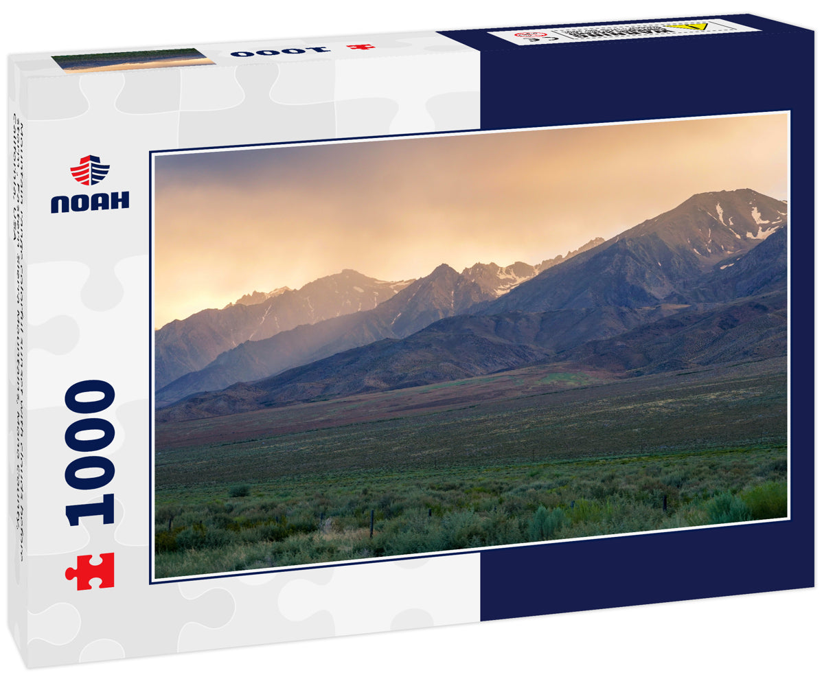 Mountain range colorful sunset with clouds before storm , Eastern Sierra Mountains, Mono County, California, USA