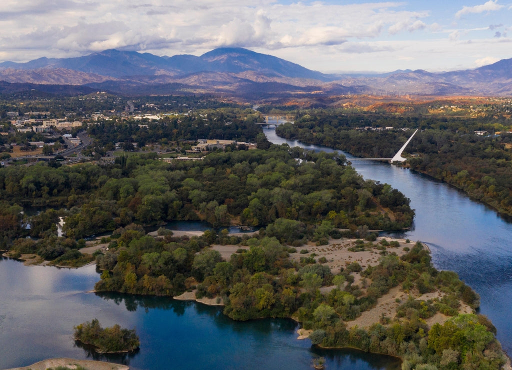 Aerial View Sacramento River Redding California Bully Choop Mountain