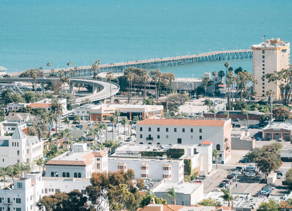 View of downtown and the Pacific Coast in Ventura, California