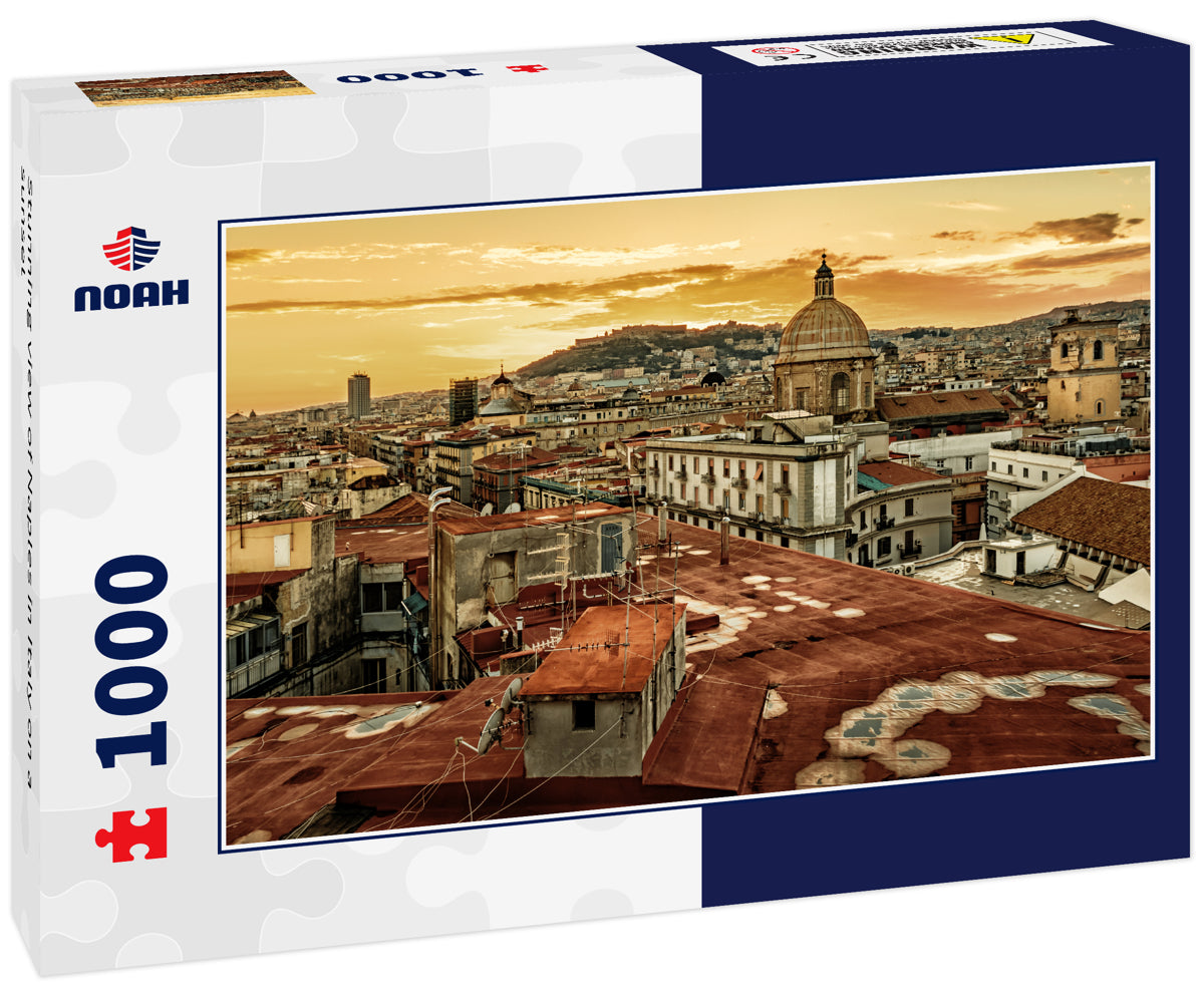 Stunning view of Naples in Italy on a sunset