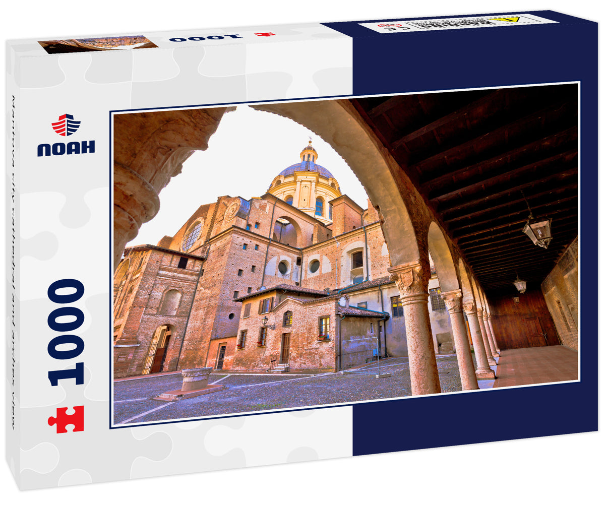 Mantova city cathedral and arches view