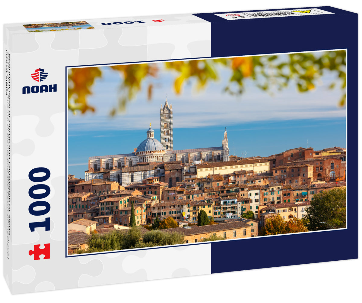 Beautiful view of Dome and campanile of Siena Cathedral, Duomo di Siena, and Old Town of medieval city of Siena