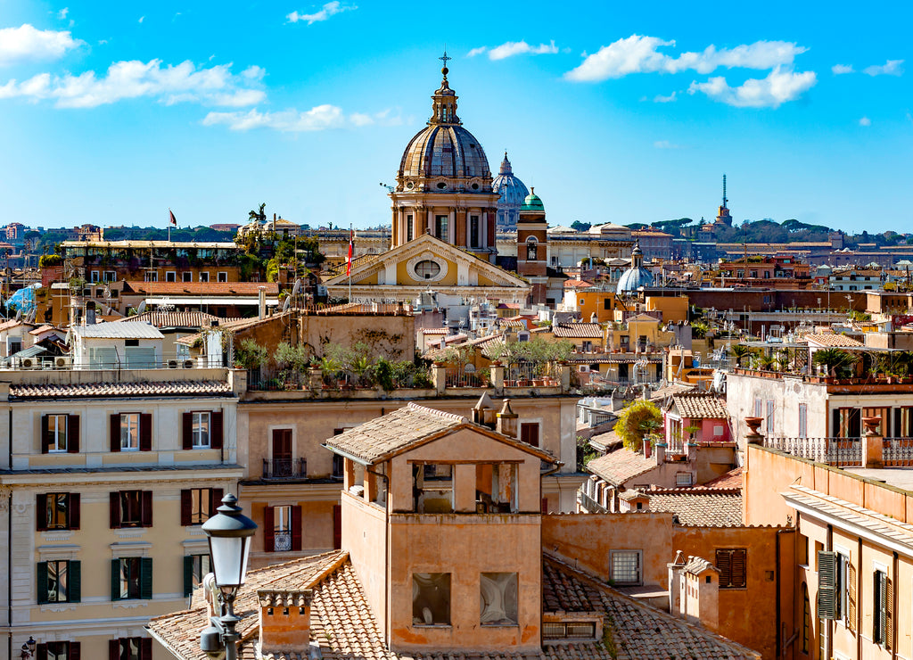 View of Rome’s city from Trinita dei Monti church, Rome