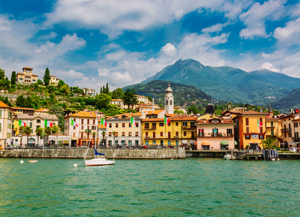 Menaggio town seen from the Lake Como, Lombardy region, Italy