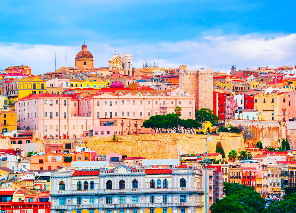 Cityscape of Old Sardenian city of Cagliari, South Sardinia Island