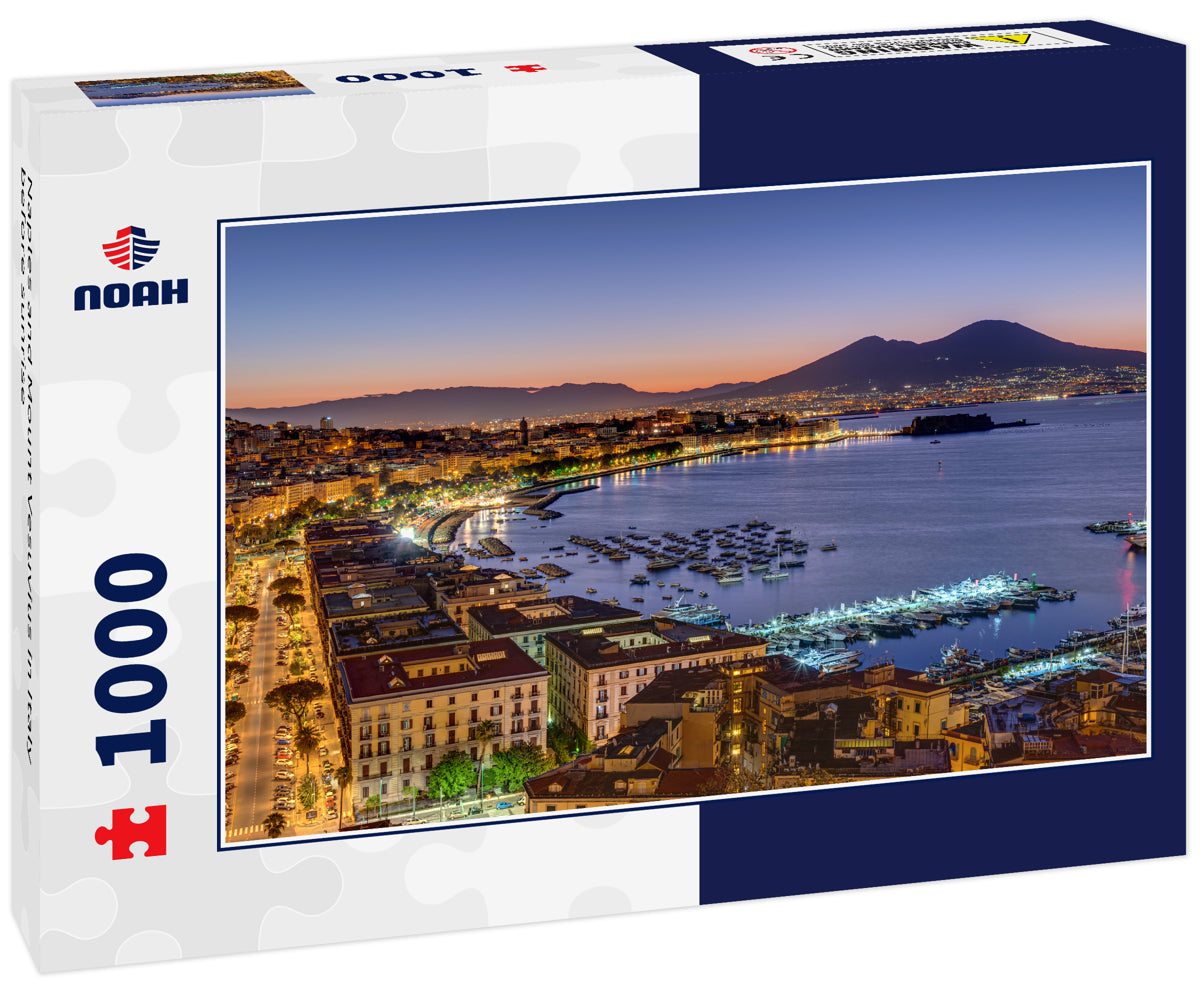 Naples and Mount Vesuvius in Italy before sunrise