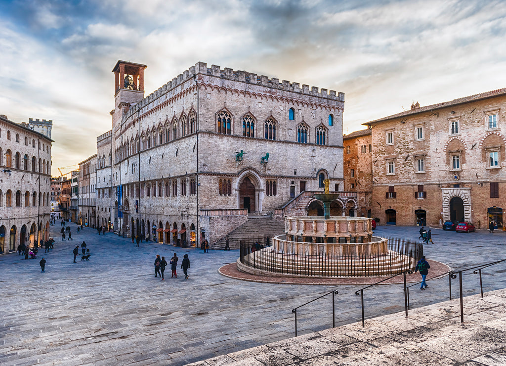 View of the scenic Piazza IV Novembre, Perugia