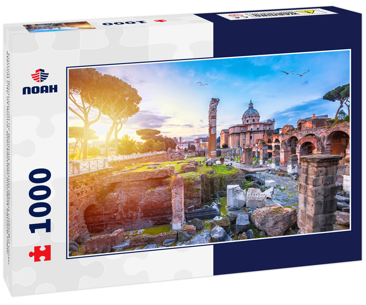 Forum Romanum or Roman Forum dawn colorful view, eternal city of Rome spectacular ancient square view