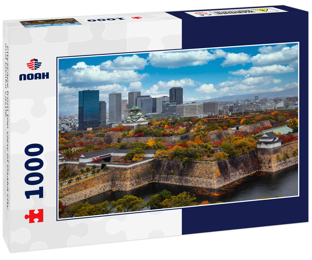 Cityscape from top view of Osaka city and Osaka castle