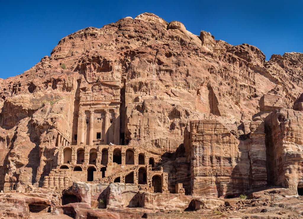 Dwellings homes in Petra lost city Jordan
