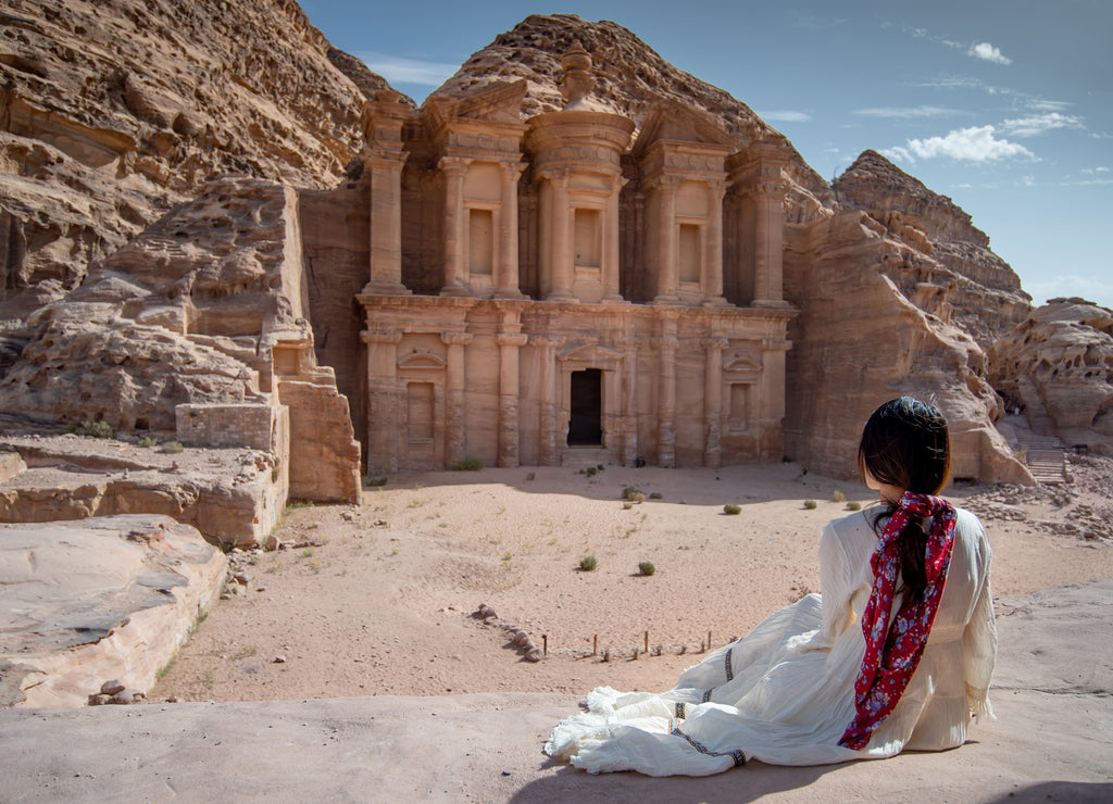 Ad Deir or El Deir, the monument carved out of rock in the ancient city of Petra, Jordan