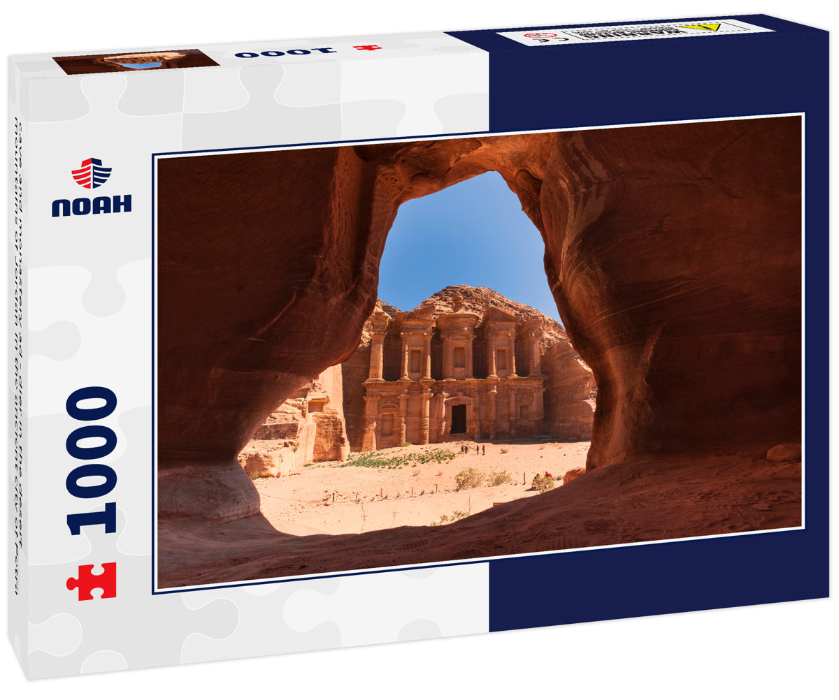 cave and monastery ad - dier in the desert mountains of Jordan in the ancient city of Petra