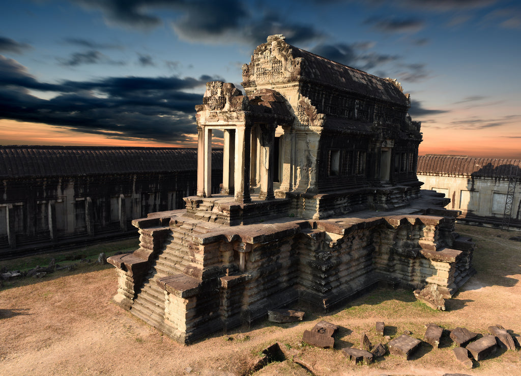 Cambodia, Siem Reap - Angkor Wat, one of the temple inside the Angkor Wat area at sunset