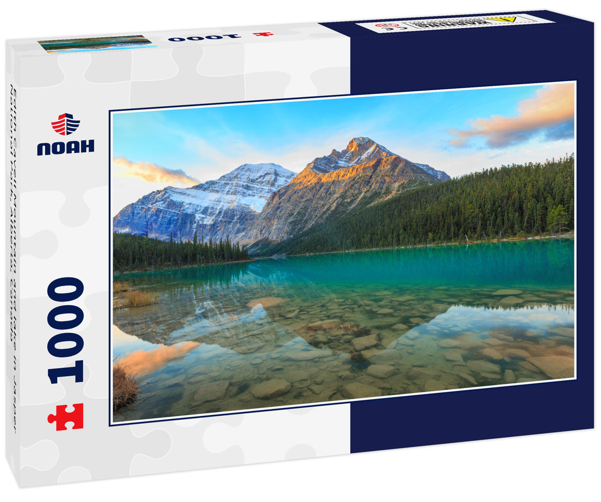 Edith Cavell Mountain and lake in Jasper National Park, Alberta, Canada