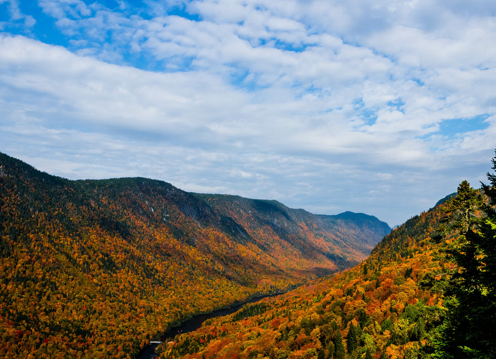 Autumn in the valley of Jacques Cartier river, Quebec, Canada