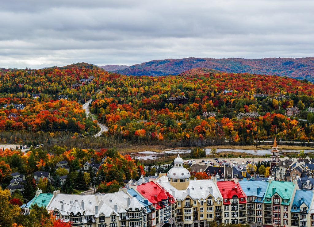 Wonderful colors of Fall over the area surrounding the Mont Tremblant resort village, Quebec, Canada