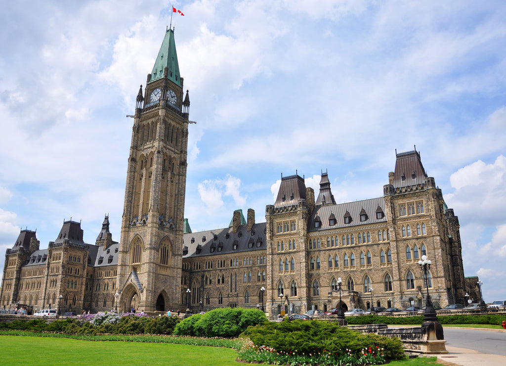 Peace Tower (officially: the Tower of Victory and Peace) of Parliament Buildings, Ottawa, Ontario, Canada