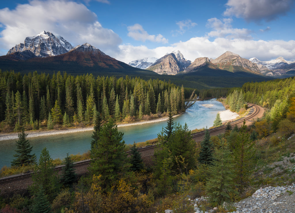Rocky Mountains on a autumn day Jasper National Park in the Canadian Rockies. Alberta Canada Scenic landscape in Jasper national park