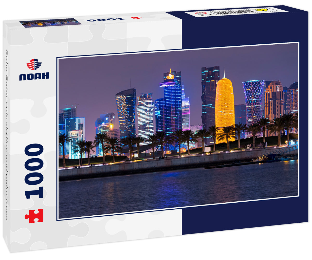 Doha Qatar epic skyline and palm trees